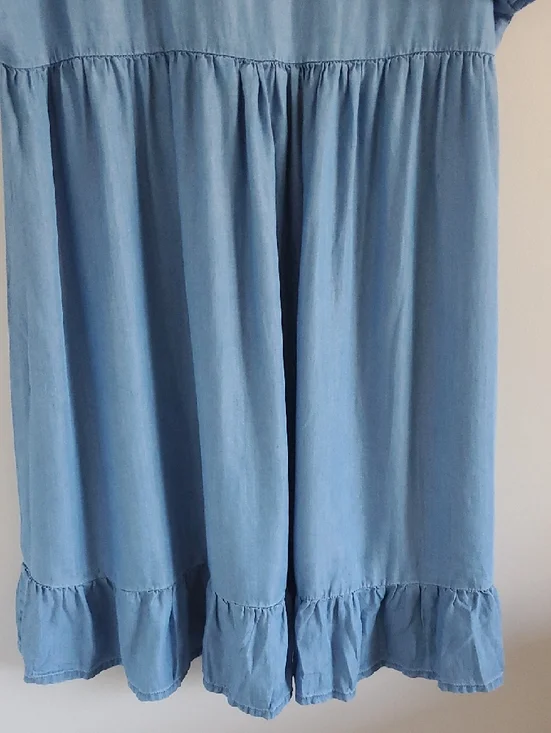 NWT Molly Bracken Denim Light Blue Flared Chambray Mini Dress Sz XL Coquette - Picture 9 of 16